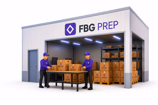 Opérateurs FBG-PREP préparant des cartons dans l'entrepôt